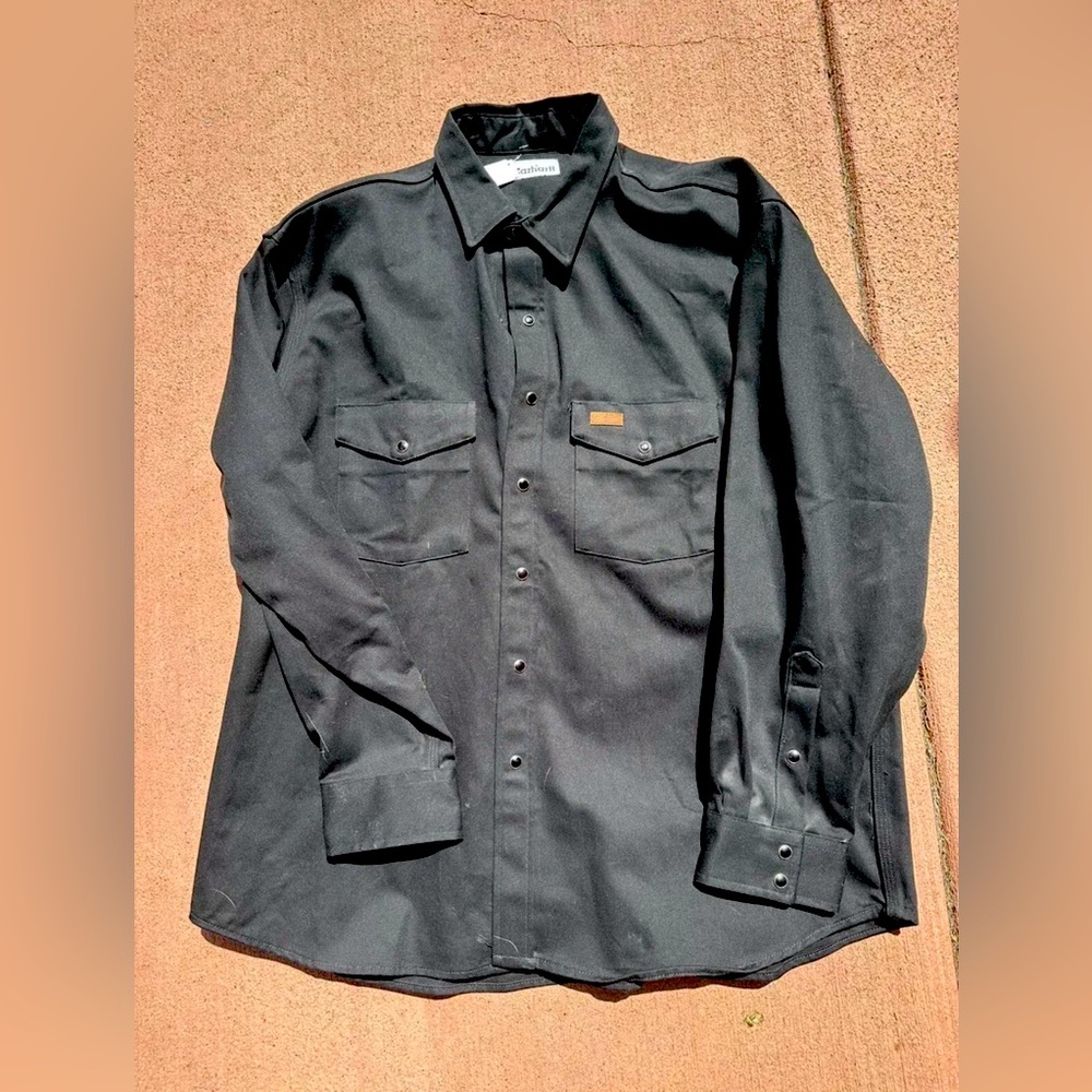 Carhartt Men's Black Pearl Button Up Long Sleeve XL Vintage western workshirt